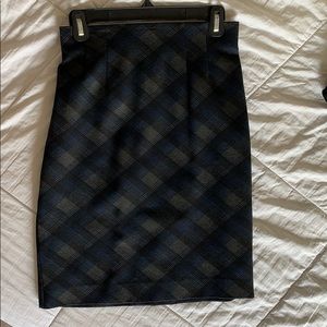 Blue plaid pencil skirt